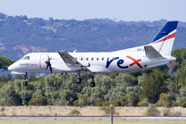 Saab 340 (VH-ZRH) - About to put down on runway 05. Friday 19th April 2013.