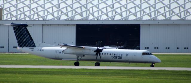 de Havilland Dash 8-400 (C-GLQZ) - Shortly after landing is this 2010 Porter Airlines de Havilland Dash 8-400 in the Spring of 2024.