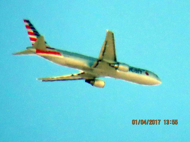 BOEING 767-300 (N369AA) - American Airlines test flight over Southeast Kansas.