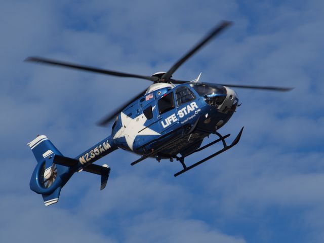 Eurocopter EC-635 (N235AM) - Landing at 4B0  after a patient transfer in Albany . This out of state Medivac was a treat for me to see in NY . 