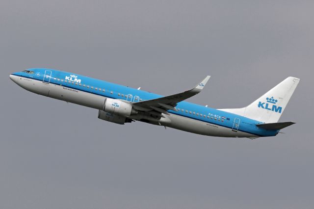 Boeing 737-800 (PH-BCA) - KLM1074 all the gear up after departing on 23R at Manchester for the flight back to Amsterdam.