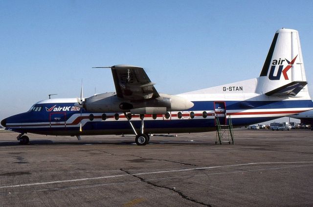 FAIRCHILD HILLER FH-227 (G-STAN) - F27 G-STAN at Norwich Airport in April 1988