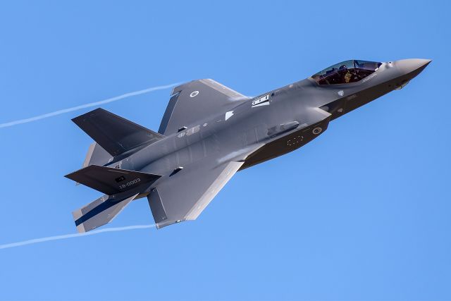 Lockheed F-35C (18-0003) - The 3rd F-35A of the Turkish Air Force seen performing the option at NAS Fort Worth JRB.