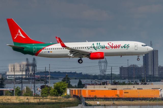 Boeing 737-800 (EC-MTV) - Extremely rare visitor to YYZ in the form of this stunning AlbaStar 738 from Malpensa via Keflavik. Just a drop in for fuel and then off to Memphis...