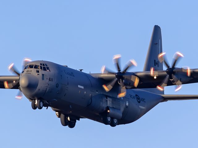 Lockheed EC-130J Hercules (13-0611) - An RCAF CC-130J Super-Hercules on final at Pope Field/Ft. Bragg in the golden hour back in Jan 2024.