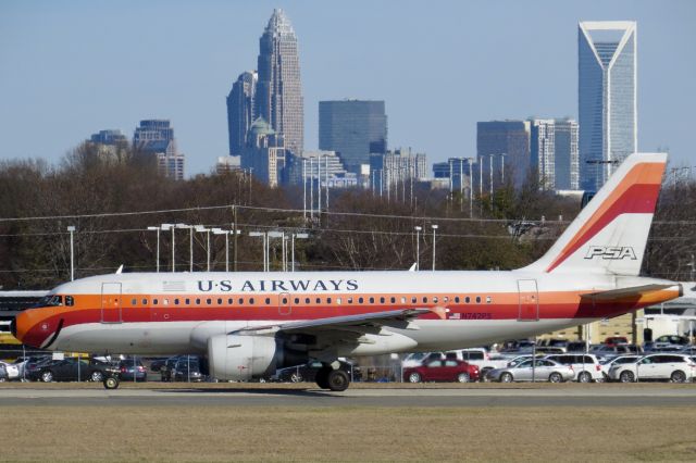 Airbus A319 (N742PS) - US Airways A319 "PSA Heritage" 2/22/14