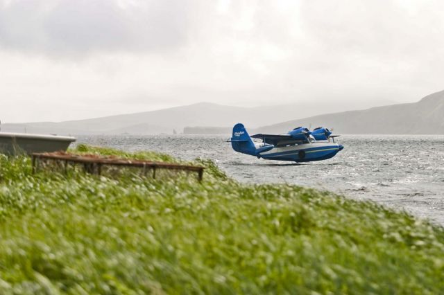 Grumman Goose (N7811) - Goose landing at Akutan, AK.