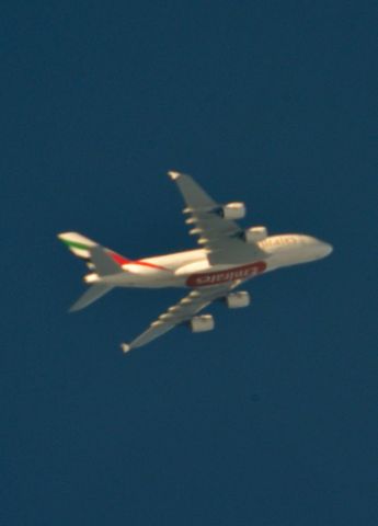Airbus A380-800 — - Emirates 222 Dallas/Fort Worth Intl to Dubai Intl over Cleveland 36,000 ft. 10-26-14