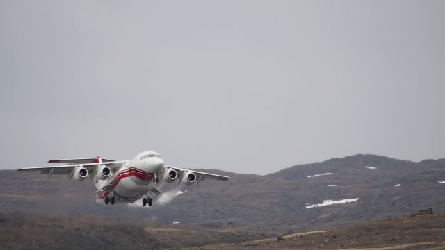 Avro Avroliner (RJ-85) (C-GVFT) - A British Aerospace RJ-85 Quad Jet, C-GVFT. Owned by Conair Aerial Firefighting. Leaving Iqaluit June 25, 2017