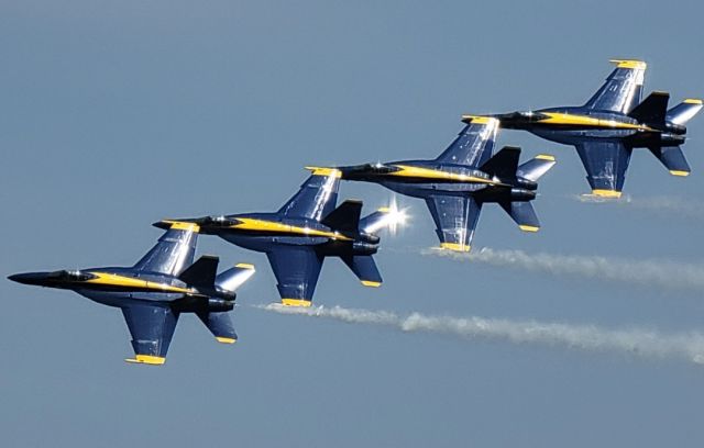 McDonnell Douglas FA-18 Hornet (16-5664) - USN Blue Angels in formation for Thunder Over Dover 2022