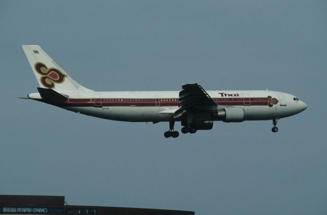 Airbus A300F4-600 (HS-TAK) - Short Final at Narita Intl Airport Rwy16R on 1996/06/05