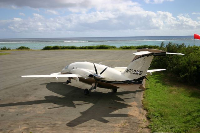 Piaggio P.180 Avanti (N109MS) - 109MS landed at Virgin Gorda, British Virgin Islands...on a short GRAVEL runway!  Photo taken by Brenda Gehrke, flight attendant