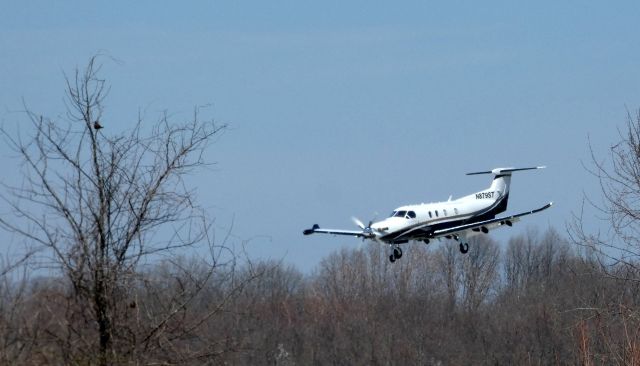 Pilatus PC-12 (N879ST) - On final is this 2015 Pilatus PC12/47E in the Sping of 2020. Registration reveals the aircraft  is used by the Pennsylvania State Police.