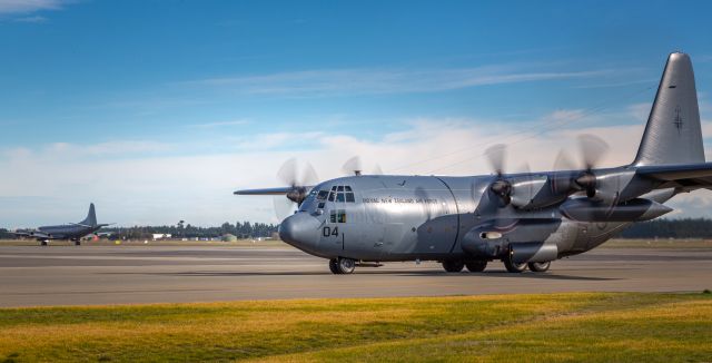 Lockheed C-130 Hercules (ANZ7004) - A rare combo to see a Herc and Orion together at Christchurch.