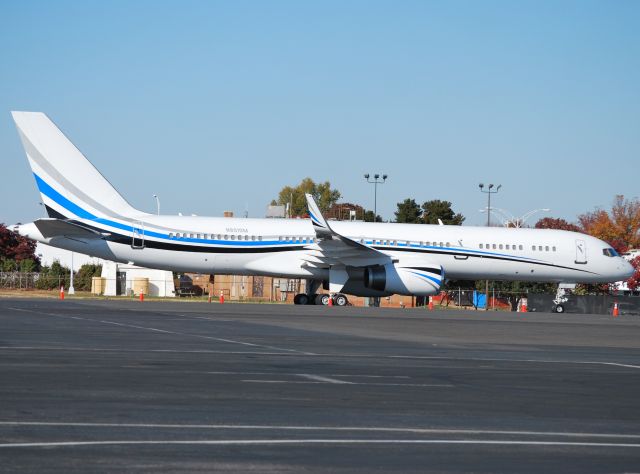 Boeing 757-200 (N801DM) - NBA Dallas Mavericks team plane in for a game vs. the Charlotte Bobcats at Time Warner Arena (Dallas 97 - Charlotte 101 in OT) - 11/10/12