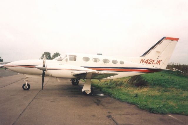 Cessna 421 (N421JK) - Seen here in Oct-95.br /br /Reregistered SE-LCP 16-Sep-96,br /exported to Germany 22-Sep-00 as D-IAAF,br /then reregistered EC-HTP 3-Apr-01.