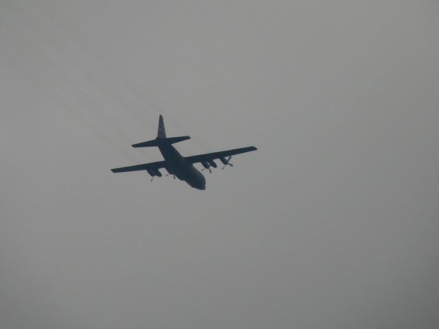 Lockheed C-130 Hercules (DERBY268) - A Kentucky Air Guard C-130 punches into the overcast on a dreary Central Kentucky morning...