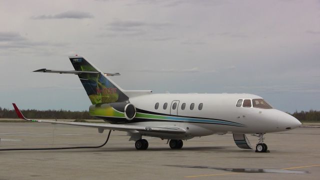 Hawker 800 (M-YCEF) - A Raytheon Hawker 800XPi being serviced at Gander International Airport.