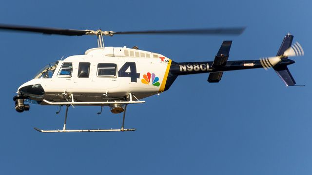 Bell JetRanger (N98CL) - N98CL flying over College Park Airport after getting some footage of an accident southeast of the field 