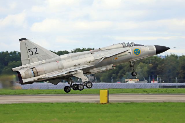 Saab Viggen (SE-DXN) - SAAB AJS 37 Viggen operated by Swedish Air Force Historic Flight. Photo taken on September 19, 2021 at NATO Days in Ostrava.