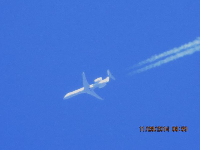 Embraer EMB-145XR (N21130) - Express Jet flight 6077 from TYS to DEN over Southeastern Kansas at 36,000 feet.