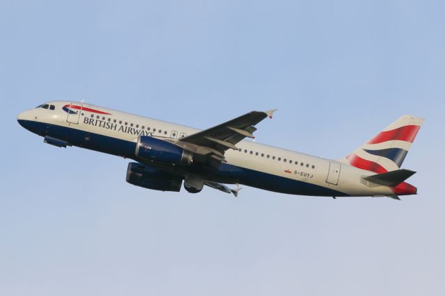 Airbus A320 (G-EUYJ) - BAW1389 climbing out on the return to LHR