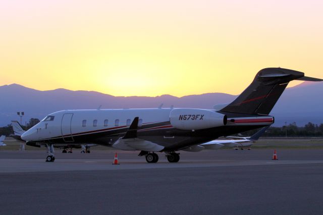 Bombardier Challenger 300 (N573FX) - KRDD - early AM view looking east at Redding Muni 7/21/2016