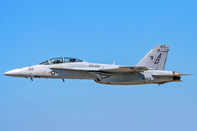 McDonnell Douglas FA-18 Hornet (16-5797) - Here's another angle and re-edit of the US Navy Rhino Demonstration Team, F/A-18F Super Hornet, 165797/AD-213, cn 1525/F023, from VFA-106, Strike Fighter Squadron VFA106 Gladiators, based at NAS Oceana, VA, at the 2008 Cleveland National Air Show on 30 Aug 2008.