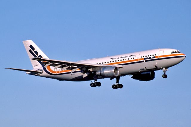VH-TAC — - TRANS AUSTRALIA AIRLINES - AIRBUS A300-B4-203 - REG : VH-TAC (CN 157) - ADELAIDE INTERNATIONAL AIRPORT SA. AUSTRALIA - YPAD 17/3/1982 35MM SLIDE CONVERSION USING A LIGHTBOX AND A NIKON L810 CAMERA IN THE MACRO MODE.