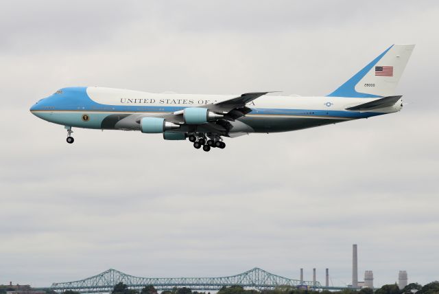 Boeing 747-200 (82-8000) - 'Air Force One' arriving with President Biden who will be giving a speech at the JFK Library in Boston  (9/12)