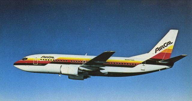 BOEING 737-300 (N307AC) - scanned from postcardbr /air cal