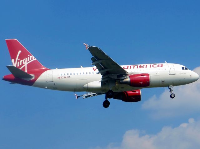 Airbus A319 (N527VA) - Virgin America A319 'Tubular Belle" 7/19/13