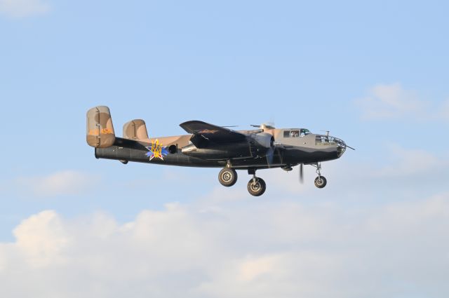 North American TB-25 Mitchell (N747AF) - Lewis Air Legends B-25 Mitchell coming into KSAT from KGYI on their way home from the Oshkosh airshow. Check out my website at jwhatphotography.com