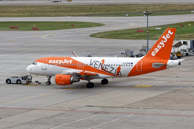 Airbus A319 (G-EZDW) - EZY3390 being pushed back for the flight to Venice.