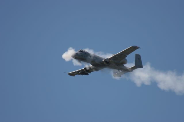 — — - A-10 from richards Gebaur AFB Missouri fires its 30 mm Cannon at hardwood Range Central WI
