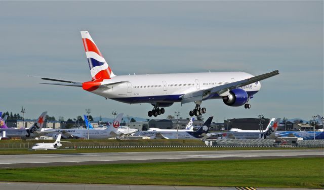 BOEING 777-300 (G-STBH) - BOE74 on final to Rwy 16R to complete a flight test on 10.4.13. (LN:1143 cn 38431).