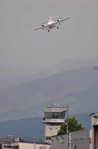 Piaggio P.180 Avanti (LZ-ASP) - They were not sure if the front wheel was locked in place so they did some low passes in front of the tower for the flight controllers to take a look throug their binoculars ...