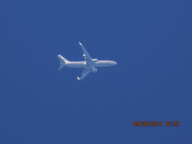 Boeing 737-800 (N910AN) - American Airlines flight 1329 from LAX to Raleigh-Durham over Baxter Springs Kansas (78KS) at 37,000 feet.