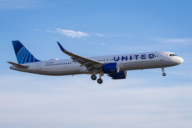 N14503 — - The fourth A321neo in United’s fleet (of 70 ordered in 2021), arrives in Cleveland from Hamburg, Germany via Keflavik Iceland - landing 24R.