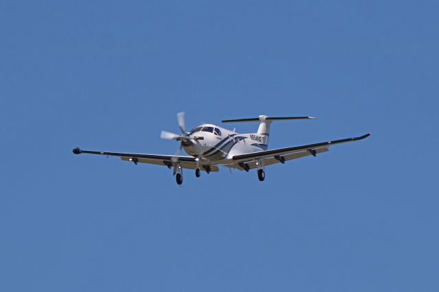Pilatus PC-12 (N554NG) - The first upload for this PC-12/47E, N554NG, c/n 1554. This one, seen on final approach for RWY 24R on 20 Aug 2017, has the new Hartzell five-blade composite swept tip propeller.