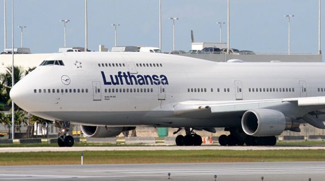 Boeing 747-400 (D-ABVM) - Check out our aviation videos with 100% authentic and non-leveled sound! a rel=nofollow href=http://youtube.com/ilikeriohttps://youtube.com/ilikerio/abr /br /Taxiing to runway 09 for takeoff at MIA! 06/10/12