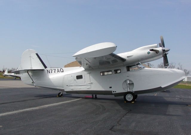 McKinnon Turbo Goose (N77AQ) - It is NOT a Grumman any more; converted by McKinnon in 1969, it technically became a brand new McKinnon G-21G Turbo Goose (s/n 1205) under TC 4A24.  Photo taken at KBUY in October 2005.  Other "G-21G" photo on FlightAware (N221AG) was never really a true model "G-21G" and it was NOT built by McKinnon.  It was built by FWS as a supposedly modified G-21G without ever being properly certified as a G-21G.  Wanna know what a real G-21G looks like?  Look at N77AQ.