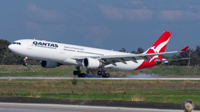 Airbus A330-300 (VH-QPC) - First wide-bodied passenger jet to Busselton after airport upgrades. On charter to the Margaret River Pro Surfing Tour. Flying direct from Sydney.