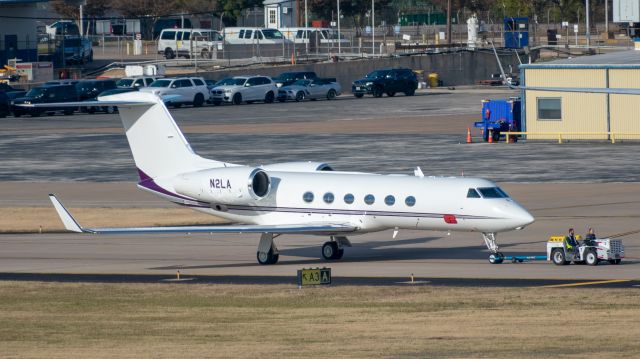 Gulfstream Aerospace Gulfstream IV (N2LA) - Getting a tow at Love Field, November 21, 2018.