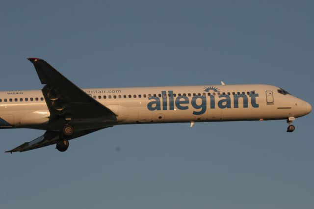 McDonnell Douglas MD-83 (N404NV) - Landing Appleton at sunset.