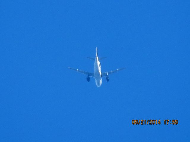 Airbus A319 (N941FR) - Frontier flight 226 from Denver to Branson Mo over Southwestern Missouri at 23,900 feet.