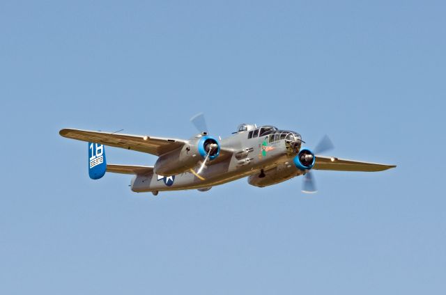 N125AZ — - For the past 25 years the B-25J Maid in the Shade has been under restoration at the Commemorative Air Force: Arizona Wing.    The Arizona Wing received news on May 22, 2009 that the Wings B-25 was issued an Airworthiness Certificate by the FAA.  Her first flight was on May 29, 2009.    This photo was taken during her second flight, May 30, 2009.