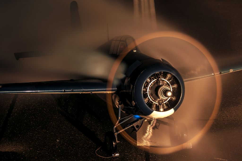 Grumman G-36 Wildcat (N5HP) - Rumble Over the Redwoods, Humboldt County's inaugural airshow, and Lost Coast Warbirds organized a night run photo mission for all the local and out of the area photographers.br /br /LCW organized the mission with the expertise of Scott Slocum and Bernie Vasquez who contributed the subject Dakota Territory Air Museum FM-2P Wildcat and his abilities as the pilot.br /br /Thank you to Aidan for operating the firetruck for a dynamic rain effect and Cody for setting up the airport assets.