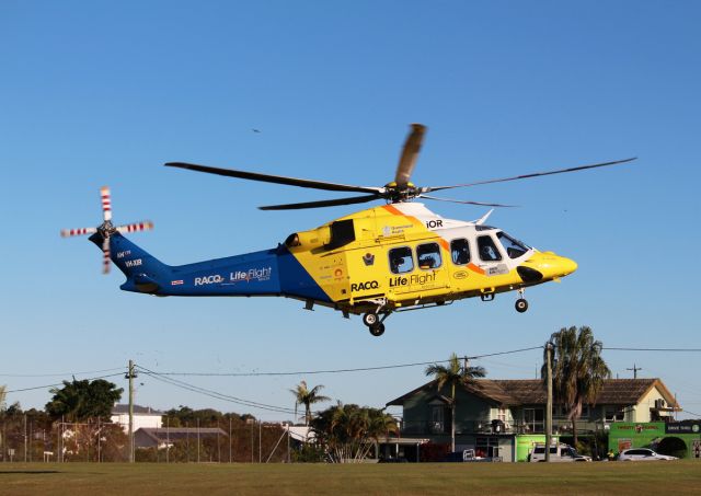 BELL-AGUSTA AB-139 (VH-XIR) - Departing for Brisbane from Tin Can Bay - 09/06/2022