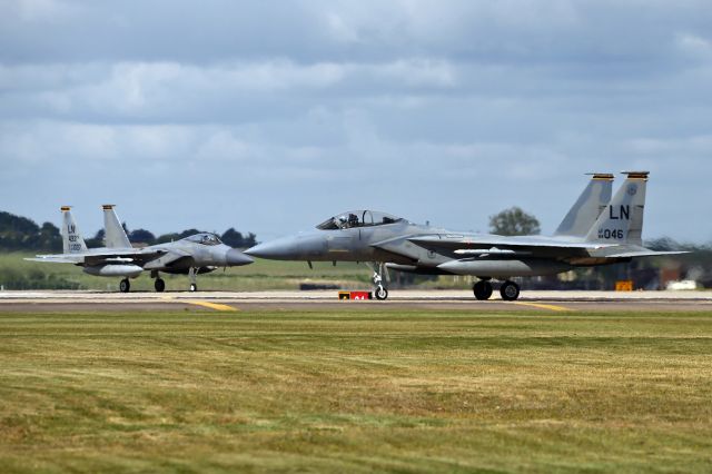 McDonnell Douglas F-15 Eagle — - Holding short at RAF Lakenheath, UK